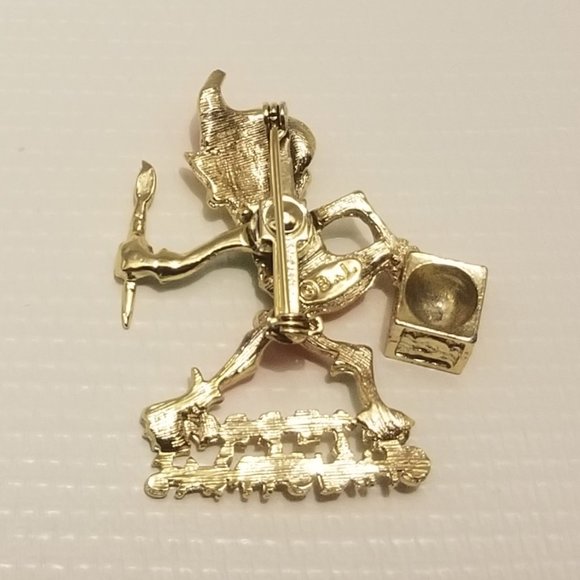 Elf pin, signed B.J., moving arm- great condition! - Picture 3 of 4